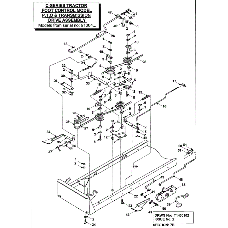 Countax C Series MK 1-2 Before 2000 Lawn Tractor  (Before 2000) Parts Diagram, PTO-Transmision serial no 91004+
