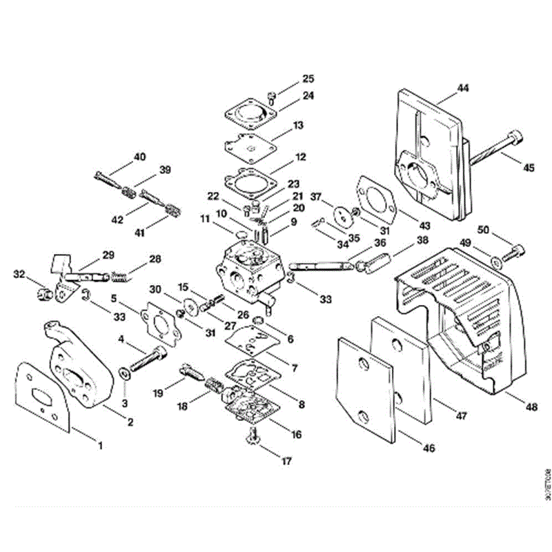 Stihl FS 86 Brushcutter (FS86) Parts Diagram, E-Carburetor, Air filter