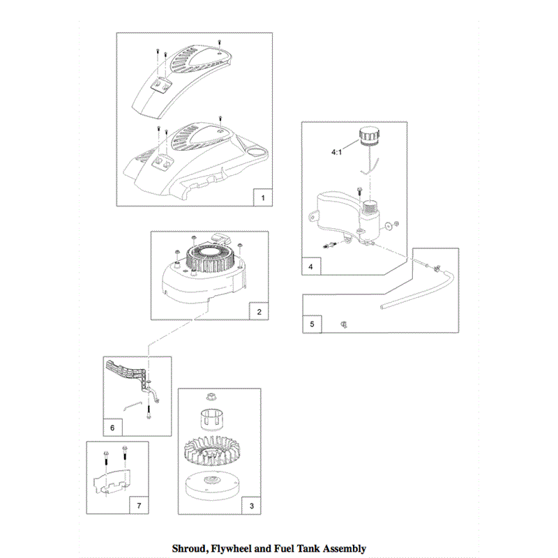 Hayter Harrier 48 (474A) Autodrive (474A - 404000000-406999999 ) Parts Diagram, Shroud, Flywheel and Fuel Tank Assembly