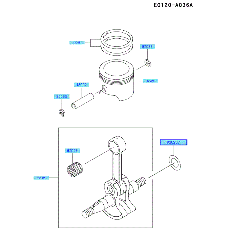 Kawasaki KRB400B (HG400A-AS51) Parts Diagram, Piston-Crankshaft