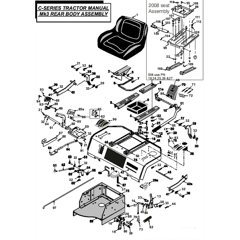 Countax C Series Honda Lawn Tractor 2009 (2009) Parts Diagram, Manual MK3 Rear Body Assembly