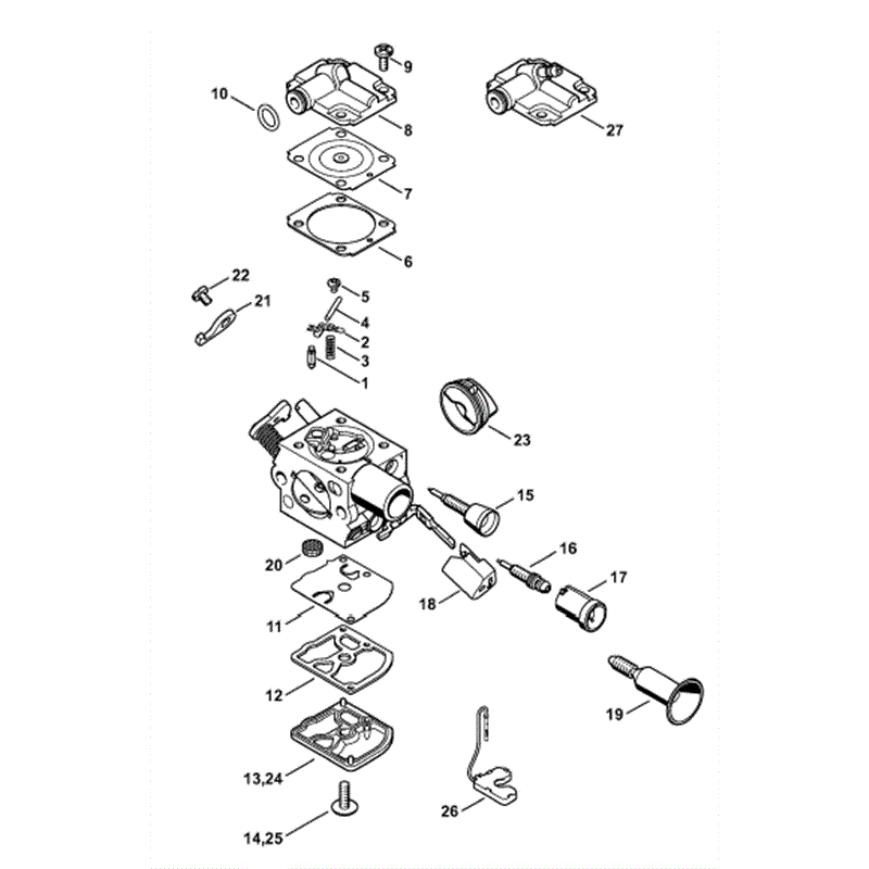 Stihl MS 261 Chainsaw (MS261 C) Parts Diagram, Carburetor C1Q-S178B