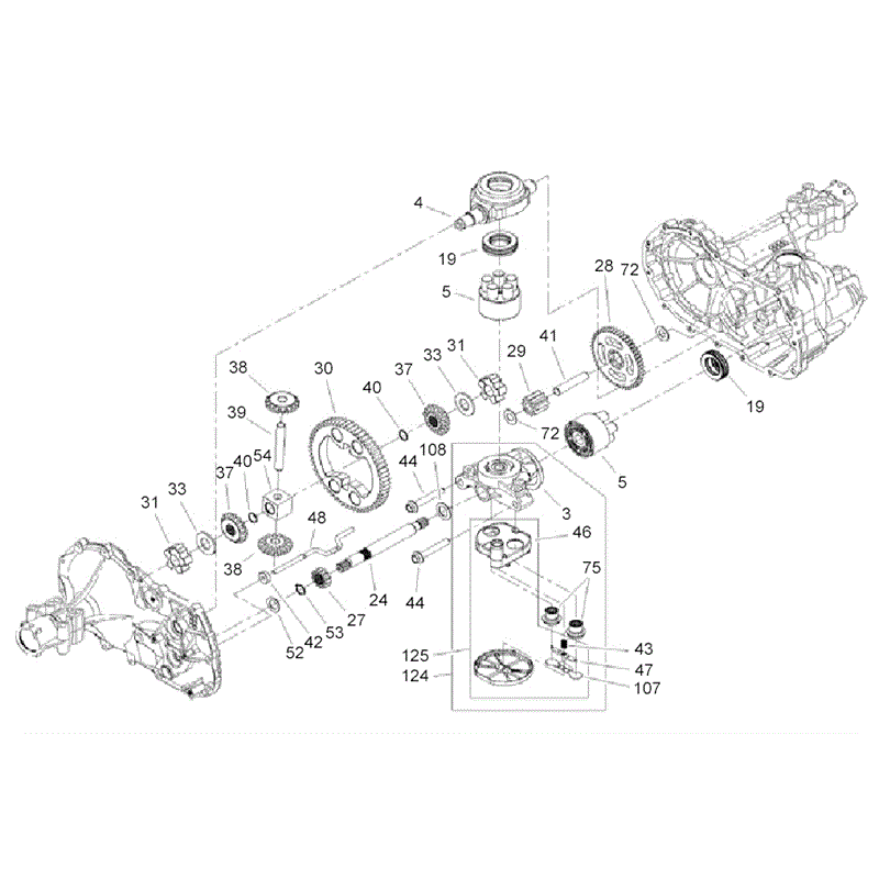 Hayter 17.5/38 Side Discharge (135E280000001 onwards) Parts Diagram, Gear Assembly Transaxle No 104-1760