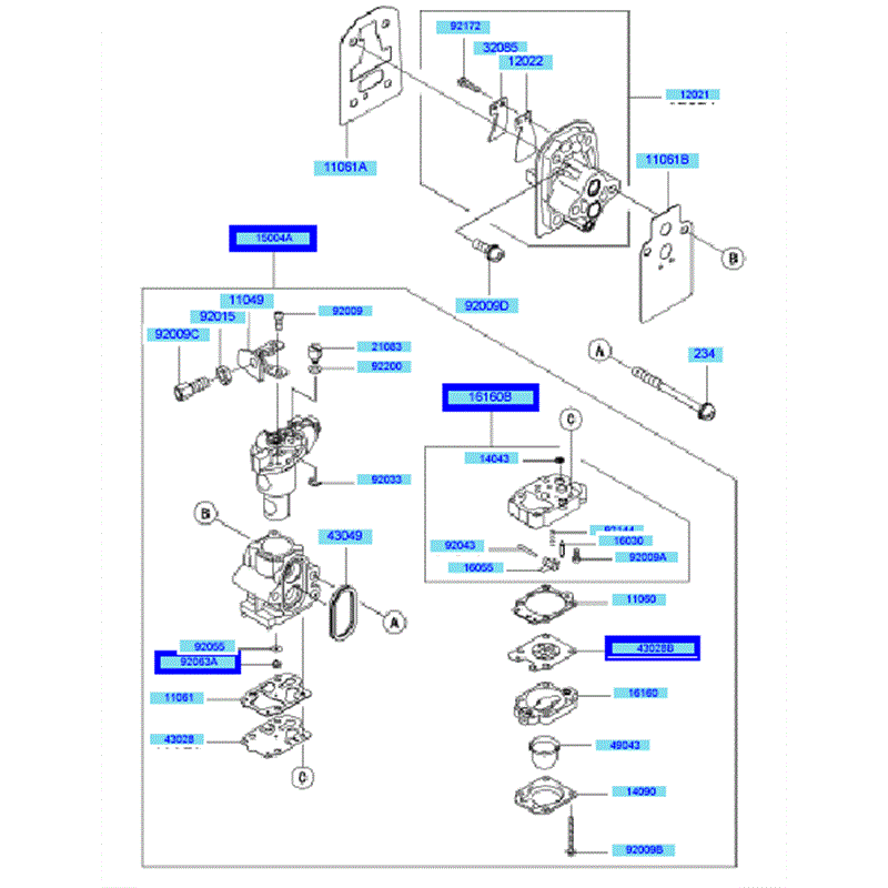 Kawasaki KEL27B (HE027B-AS00) Parts Diagram, Carburetor
