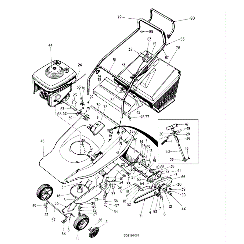 Hayter Harrier 48 (219) Lawnmower (219008170-219015891) Parts Diagram, Mainframe Assembly
