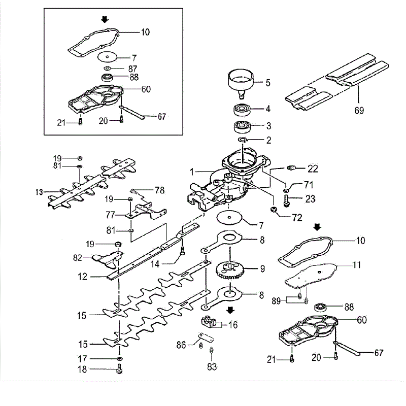 Tanaka THT-2520-B (1625-H03) Parts Diagram, GEAR CASE/BLADE (SERIAL NO.-A026600)