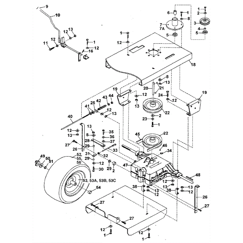 Hayter 15/38 (155N) Parts Diagram, Manual Trans Assembly