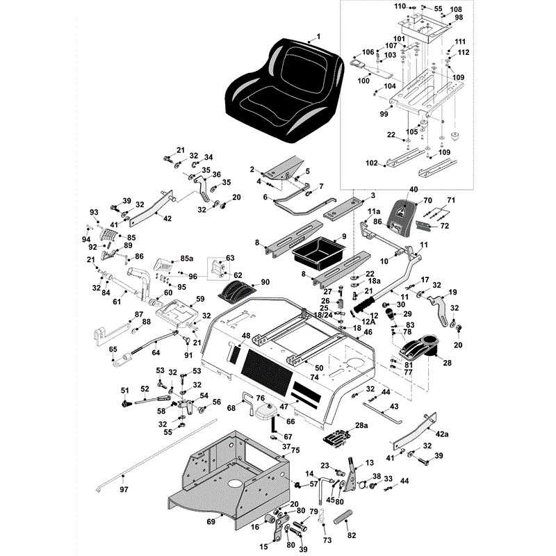 Westwood 2008-2011 S130 Mini Lawn Tractor (2008-2011) Parts Diagram, Seat & Rear Body (Non HE)