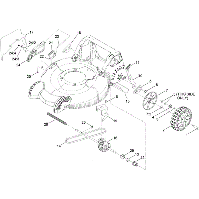 Hayter R53 Recycling Lawnmower (449E290001000 - 449E290999999) Parts Diagram, Rear Axle and Transmission Assembly