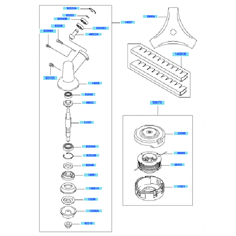 Kawasaki KBH27B (HA027T-BS50) Parts Diagram, Case/ Cutter