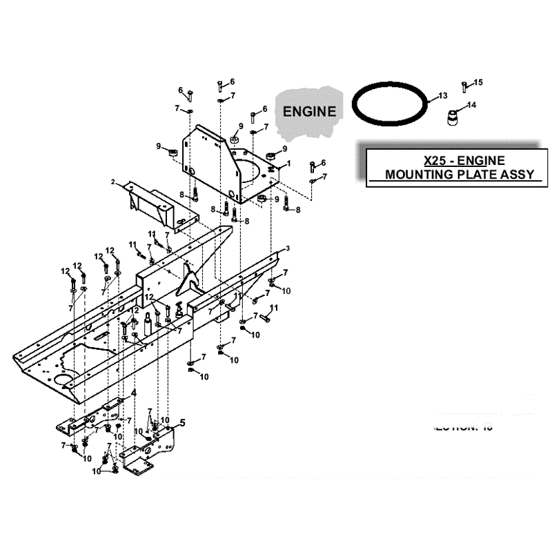 Countax X Series Rider 2010 (2010) Parts Diagram, X25 Engine Mounting Plate Assy