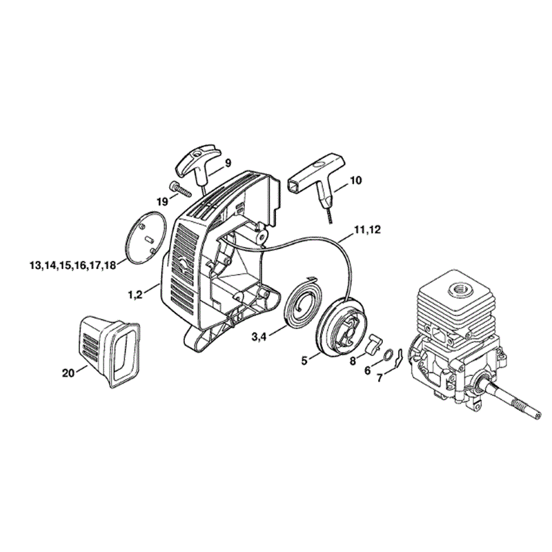 Stihl FS 45 Brushcutter (FS45C) Parts Diagram, Rewind starter