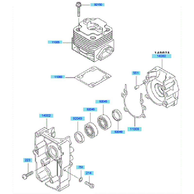 Kawasaki KRB400B (HG400A-BS51) Parts Diagram, Cylinder & Crankcase