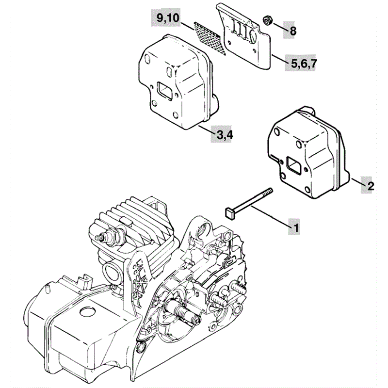 Stihl MS 210 Chainbsaw (MS210C) Parts Diagram, Muffler