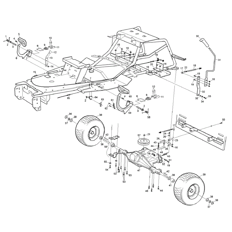 Hayter RS14/82 (14/32) (148C001001-148C099999) Parts Diagram, Rear Axle & Control Pedals