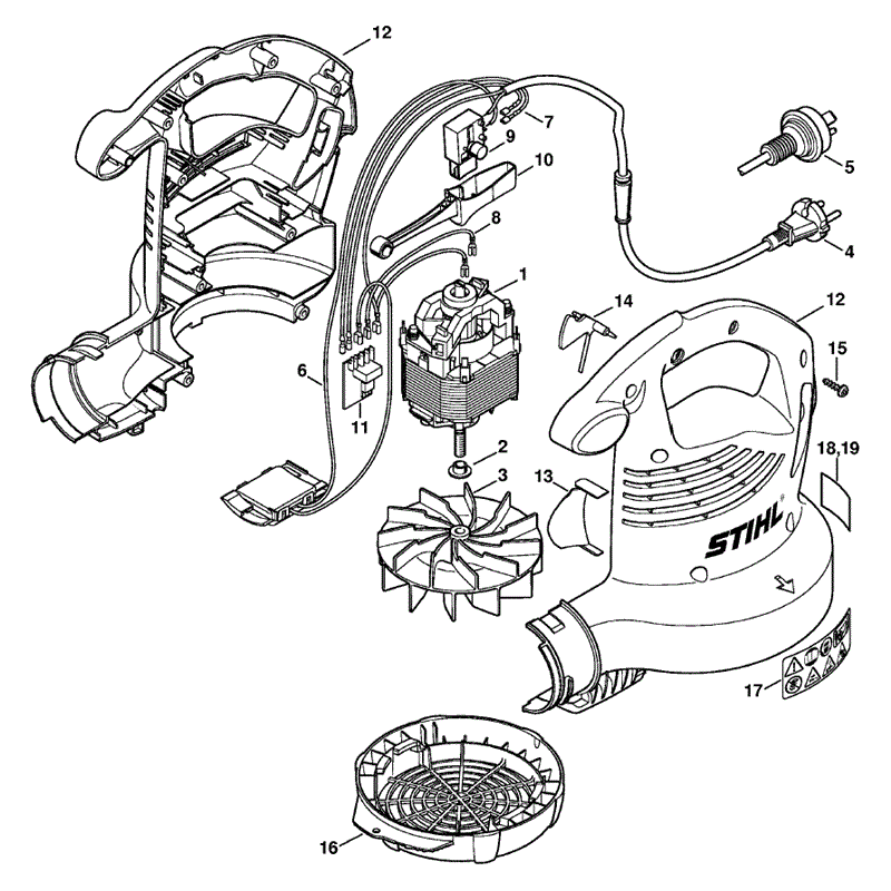 Stihl Electric Blowers (BGE81) Parts Diagram, BGE 81- Electric motor
