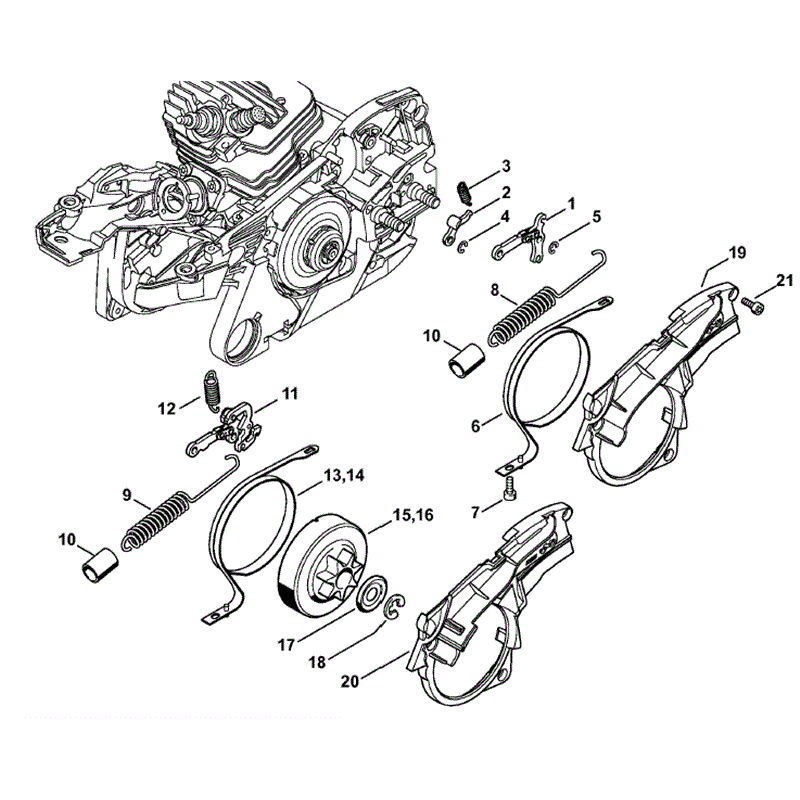 Stihl MS 261 Chainsaw (MS261 Z) Parts Diagram, Chain Brake