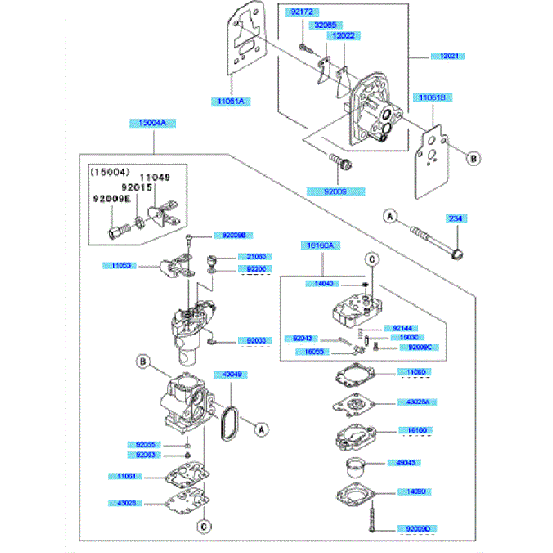 Kawasaki KBL27B (HA027S-BS50) Parts Diagram, Carburetor