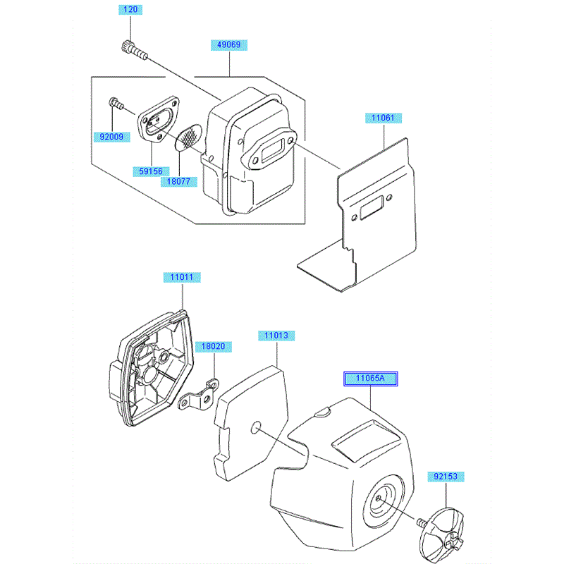 Kawasaki KRH300A (HG300B-AS50) Parts Diagram, Air Filter - Muffler