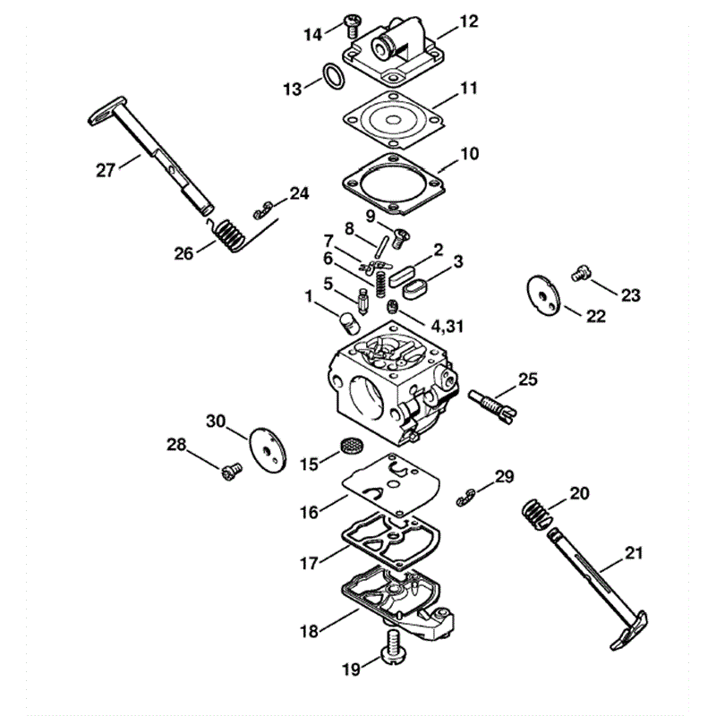 Stihl MS 180 Chainsaw (MS180C-BEZ) Parts Diagram, Carburetor C1Q-57A
