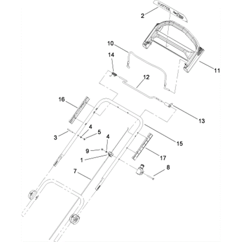 Hayter R48 Recycling (447) (447T280T00001 - 447T280T99999) Parts Diagram, Upper Handle Assembly