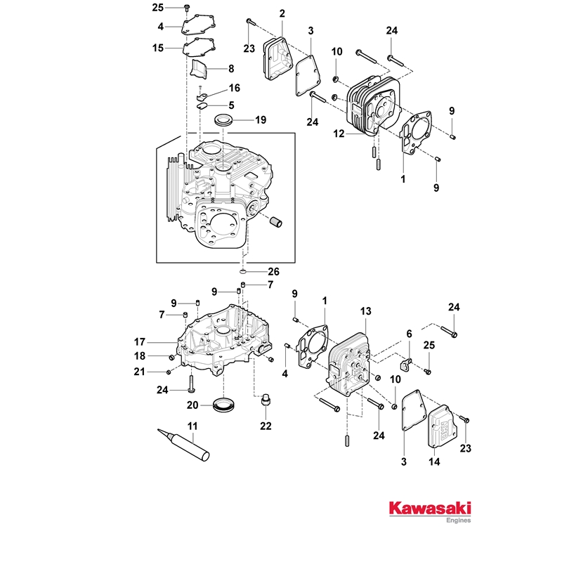 Mountfield 1638H Twin Lawn Tractor (2T2610683-M19 [2019]) Parts Diagram, Crankcase