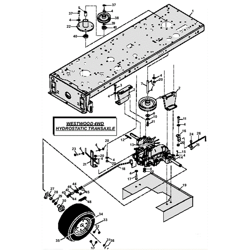 Westwood T Series 4WD B&S From 01/2008 on (2008 On) Parts Diagram, Hydrostatic Transaxle
