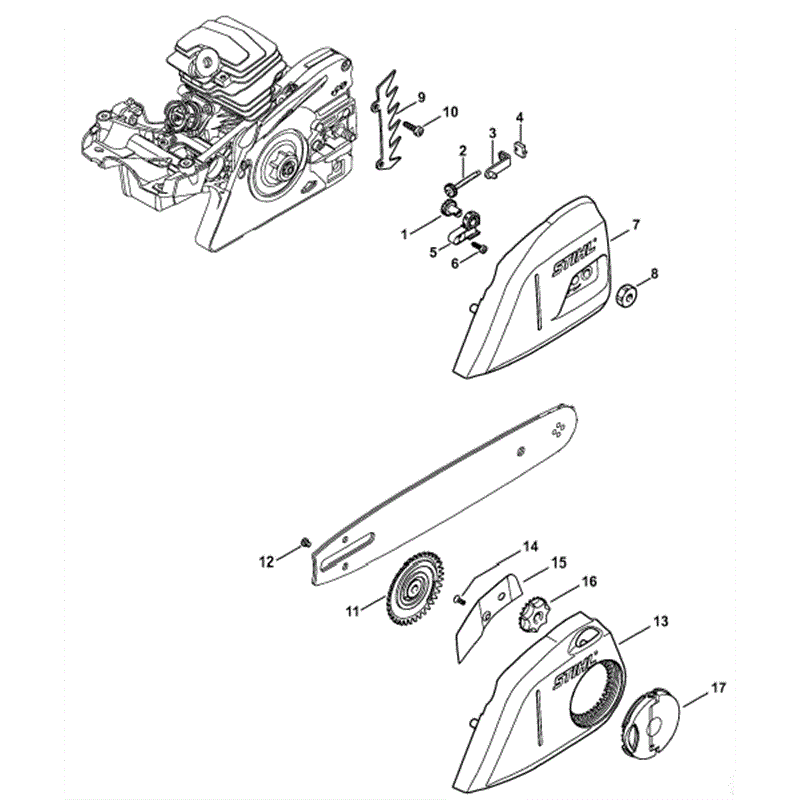 Stihl MS 251 Chainsaw (MS251 C) Parts Diagram, Chain Tensioner stihl chain brake diagram 