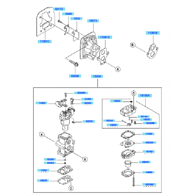 Kawasaki KBH45B (HA045D-AS50) Parts Diagram, Carburetor