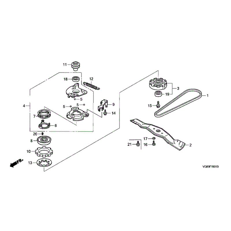 Honda HRB425 CQX (HRB425C-QXE-MZCF) Parts Diagram, BLADE (1)