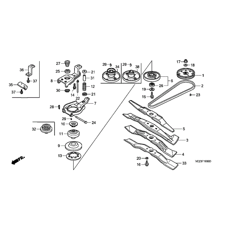Honda HRB536C HXE (HRB536C-HXE-MZB) Parts Diagram, BLADE ROTARY 