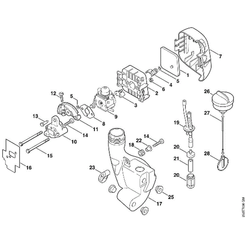 Stihl FS 45 Brushcutter (FS45) Parts Diagram, D-Air filter, Fuel tank