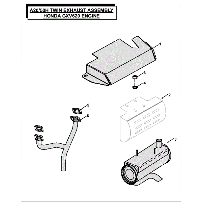 Countax A2050 Lawn Tractor 2007 (2007) Parts Diagram, Twin Exhaust Assembly Honda GXV620 Engine