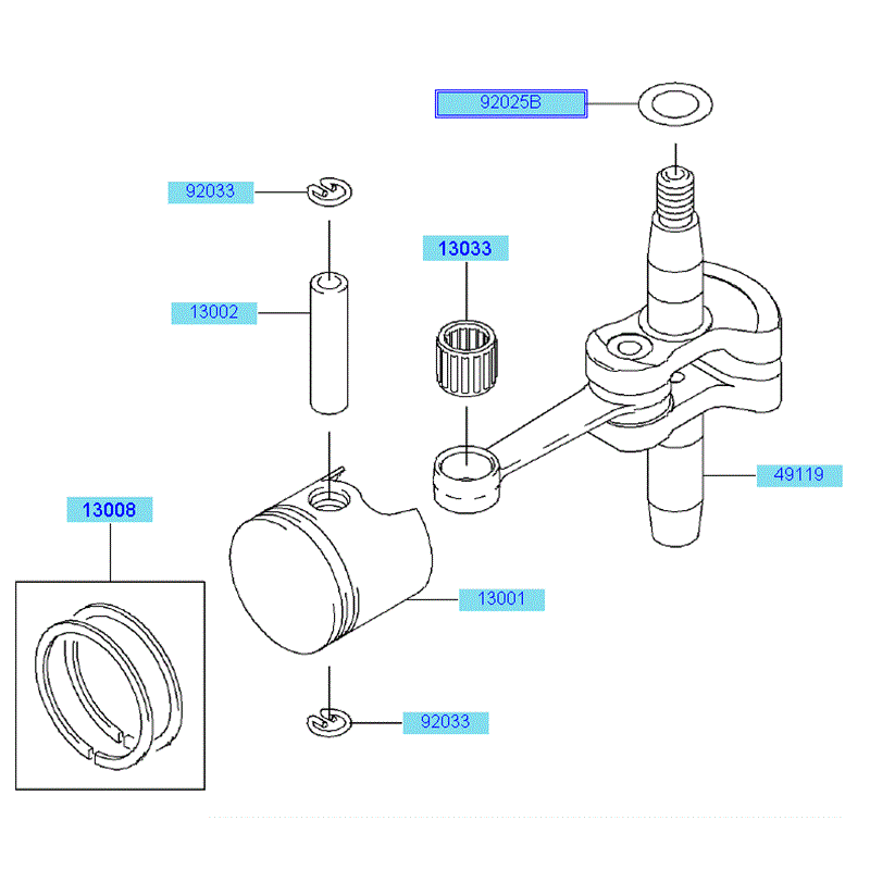 Kawasaki KHD600B (HB600B-AS51) Parts Diagram, Piston Crankshaft