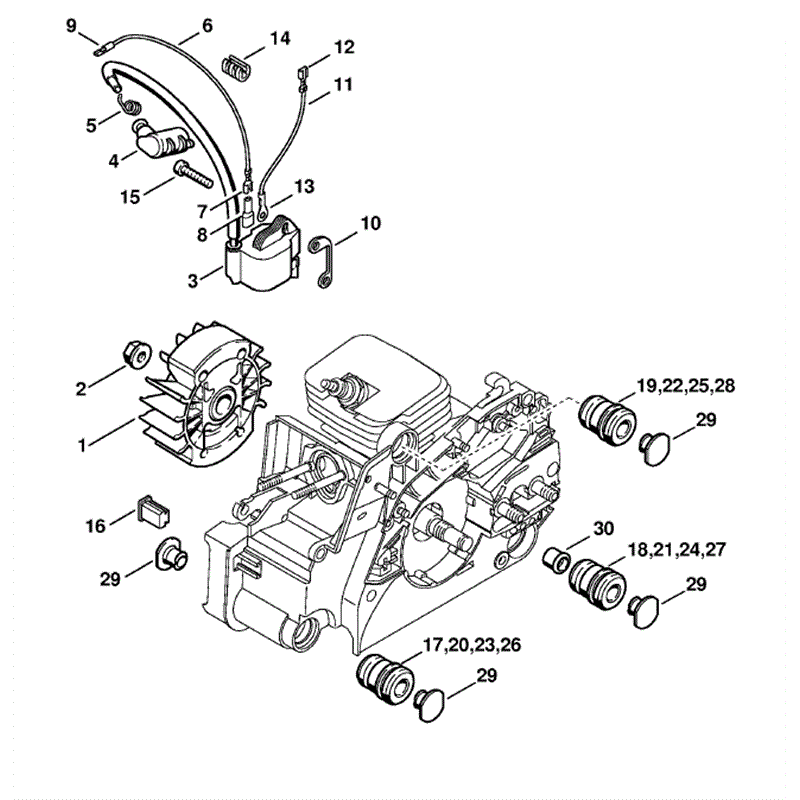 Stihl MS 180 Chainsaw (MS180C-BEZ) Parts Diagram, Ignition System