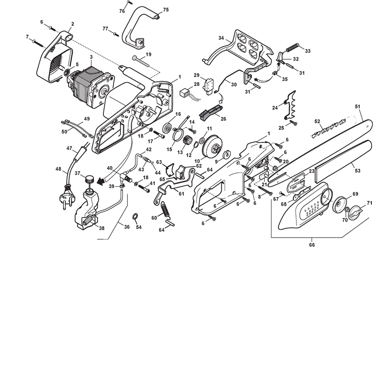 Mountfield ME1916Q Electric Chainsaw (292916103-M08 [2010]) Parts Diagram, Electric Chain Saw