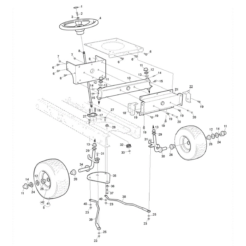 Hayter 18/42 (ST42) (151A001001-151A099999) Parts Diagram, Steering & Front Axle