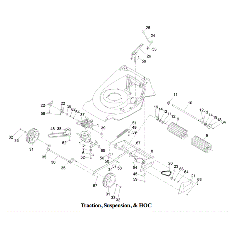 Hayter Harrier 56 (576) Lawnmower (576A - 404000000 - 999999999) Parts Diagram, Traction, Suspension & HOC