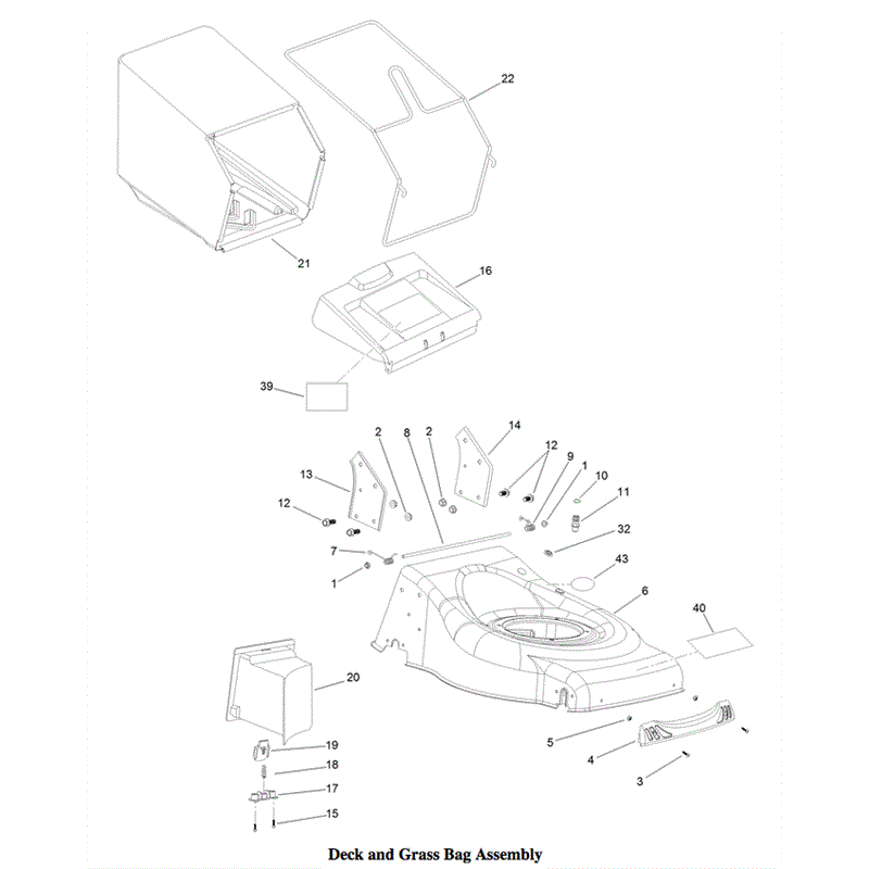 Hayter 46cm (611) Lawnmower (611A - 318000001-318999999) Parts Diagram, Deck & Grassbag