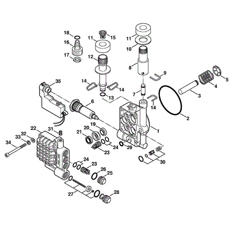 Stihl RE 108 Pressure Washer (RE 108) Parts Diagram, Pump housing