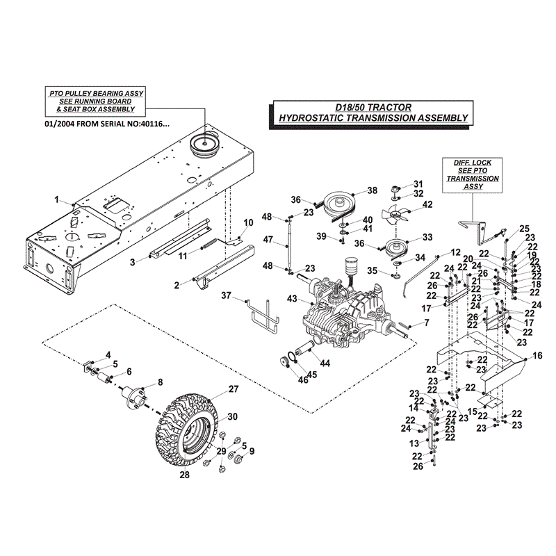 Countax D18-50 Lawn Tractor 2004 -  2006  (2004 - 2006) Parts Diagram, HYDROSTATIC TRANSMISSION ASSY