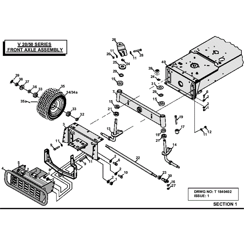 Westwood V20/50 Tractor 2004-2006	 (2004-2006	) Parts Diagram, Front Axle Assembly