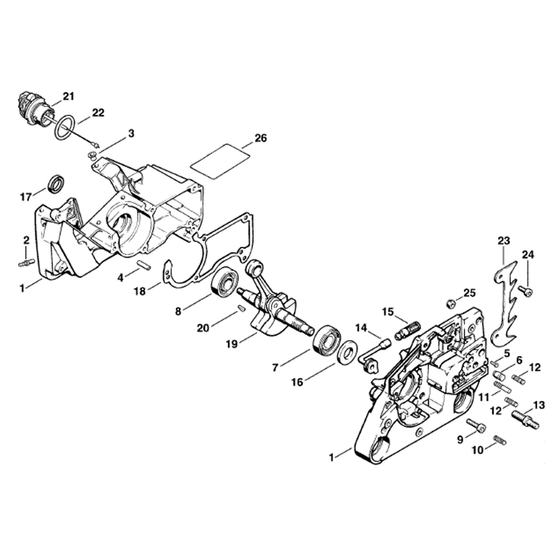 Stihl MS 260 Chainsaw (MS260) Parts Diagram, Crankcase