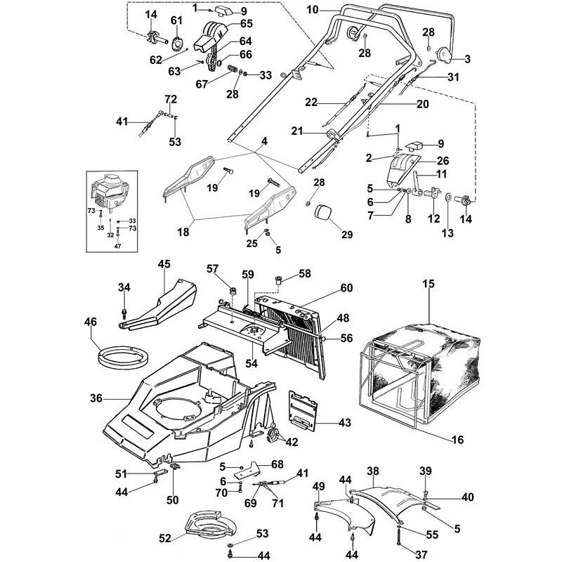 Oleo-Mac LUX 53 KVF (LUX 53 KVF) Parts Diagram, New handle (From January 2003)