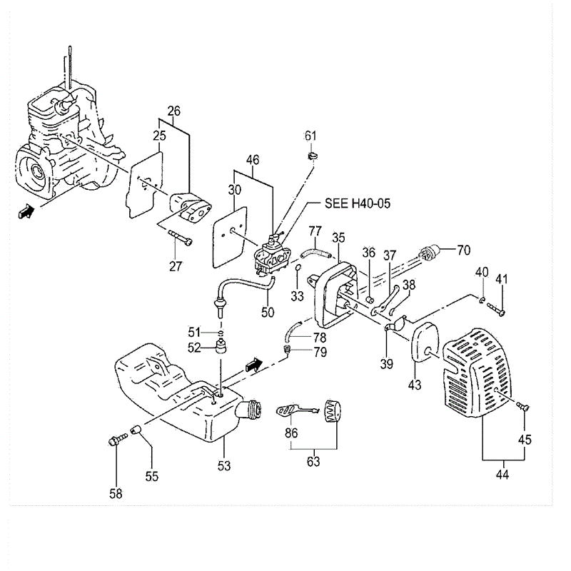 Tanaka THT-2520S (1645-2520S) Parts Diagram, ENGINE-1