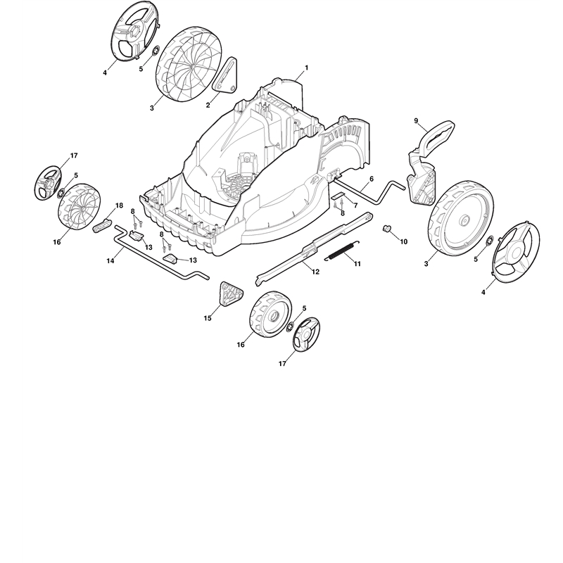 Mountfield PRINCESS 38Li  (2013) [294385063-MFR] (2013) Parts Diagram, Deck And Height Adjusting