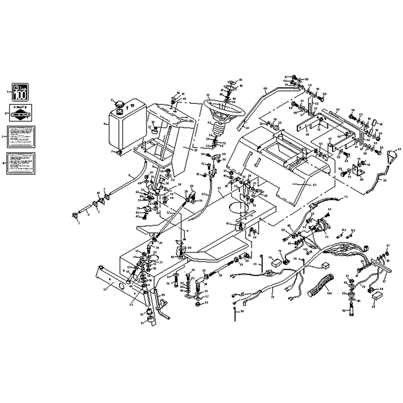1996 T & 1000 SERIES WESTWOOD TRACTORS (1996) Parts Diagram, Steering, Gear Change and Electrical Controls – 1012