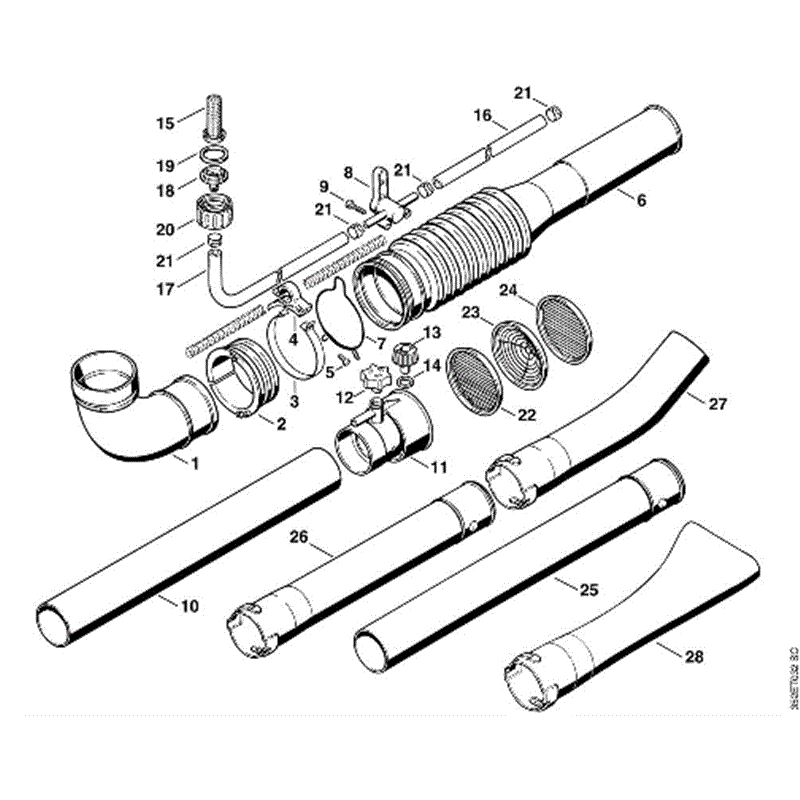 Stihl BR 400 Backpack Blower (BR 400) Parts Diagram, H-Pleated hose