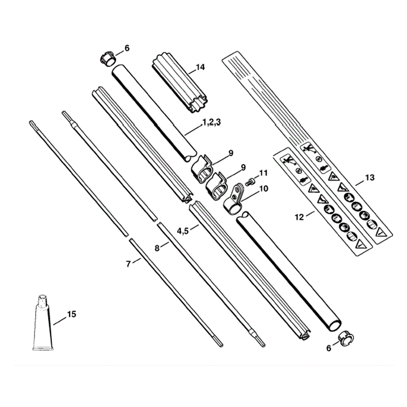 Stihl FS 110 Brushcutter (FS110) Parts Diagram, Drive tube assembly