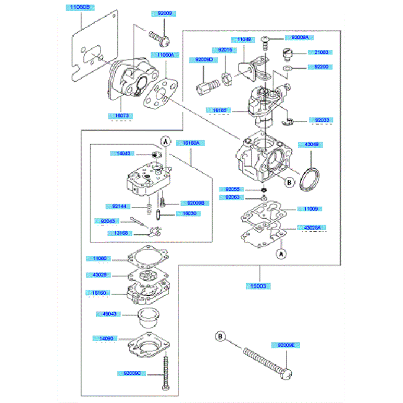 Kawasaki KBH34A (HA034F-BS50) Parts Diagram, Carburetor